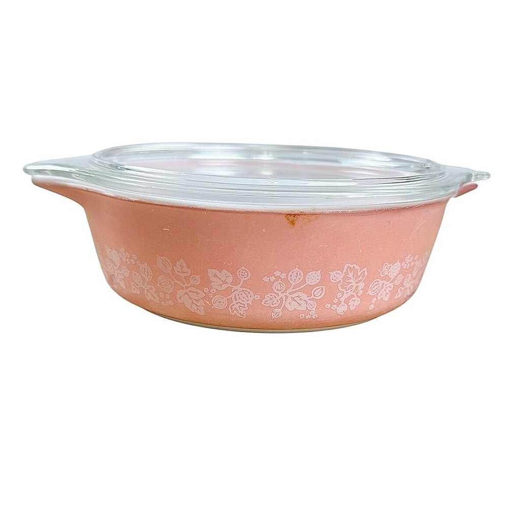 Vintage Pyrex 471 Pink Gooseberry 1 Pt Casserole Dish with Lid Made in USA
